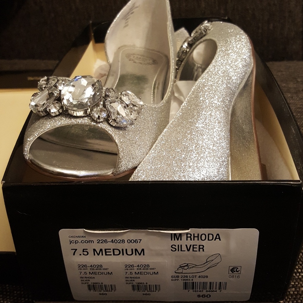 Silver I. Miller Mini Wedge Heels